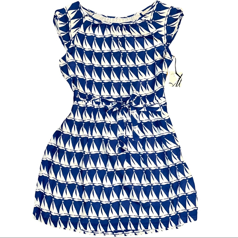 $375 MILLY Sailboat Print Dress NWT Blue & White size 12 ULTRA RARE